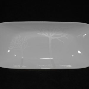 Corelle FROST 10x5 APPETIZER TRAY Plate SERVING White Trees Silver Moonbeams