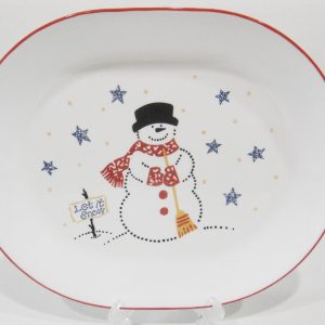 Corelle FROSTY MORN Snowman SERVING PLATTER Christmas Winter Snow Snowmen