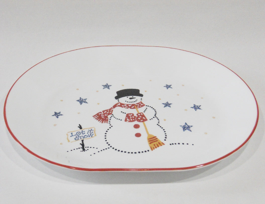 Corelle FROSTY MORN Snowman SERVING PLATTER Christmas Winter Snow Snowmen - Image 2