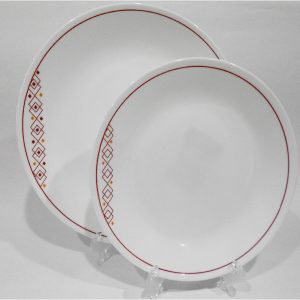 Corelle FUSION CHILI RED 10 1/4 DINNER or 8 1/2 LUNCH PLATE *Inspired by Folk Art patterns
