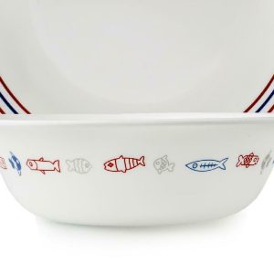 Corelle HARBOR TOWN 18-oz SOUP Cereal Salad BOWL *RED BLUE FISH Coastal Ocean