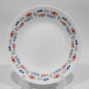 1 Corelle HARBOR TOWN 6.75 BREAD PLATE *Red Blue Fish Nautical Coastal Ocean