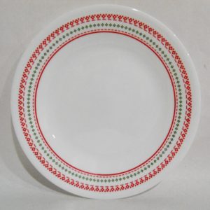CORELLE Winter HOLIDAY Cross Stitch 6 3/4 BREAD PLATE Christmas RED & GREEN