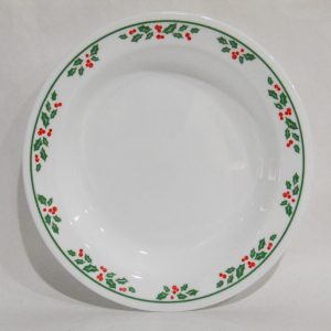 Rare Find! Corelle WINTER HOLLY 15-oz BOWL Flat Rimmed SOUP PLATE Christmas Holiday