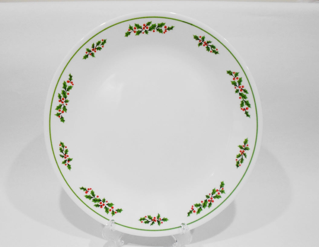 Vtg.1985 Corelle HOLLY DAYS 10 14 DINNER PLATE Black Vein Holiday Christmas