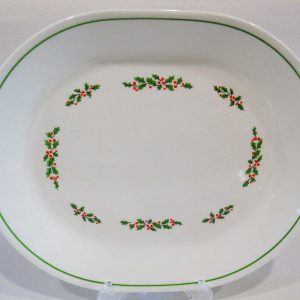 New CORELLE Christmas Holiday HOLLY DAYS SERVING PLATTER Plate Black Veins