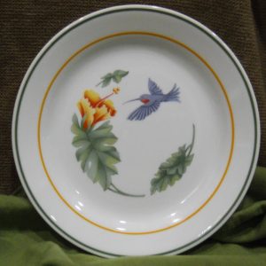 *NRM Corelle Blue HUMMINGBIRD 7.25 BREAD PLATE Dessert Salad TROPICAL Floral