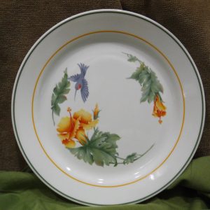 *NRM Corelle HUMMINGBIRD 10.25 DINNER Plate TROPICAL Blue Orange Yellow Floral