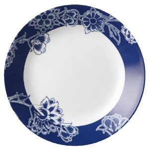 Corelle Signature INDIGO BLOOMS 6.75 BREAD Appetizer PLATE *Dark Blue Floral