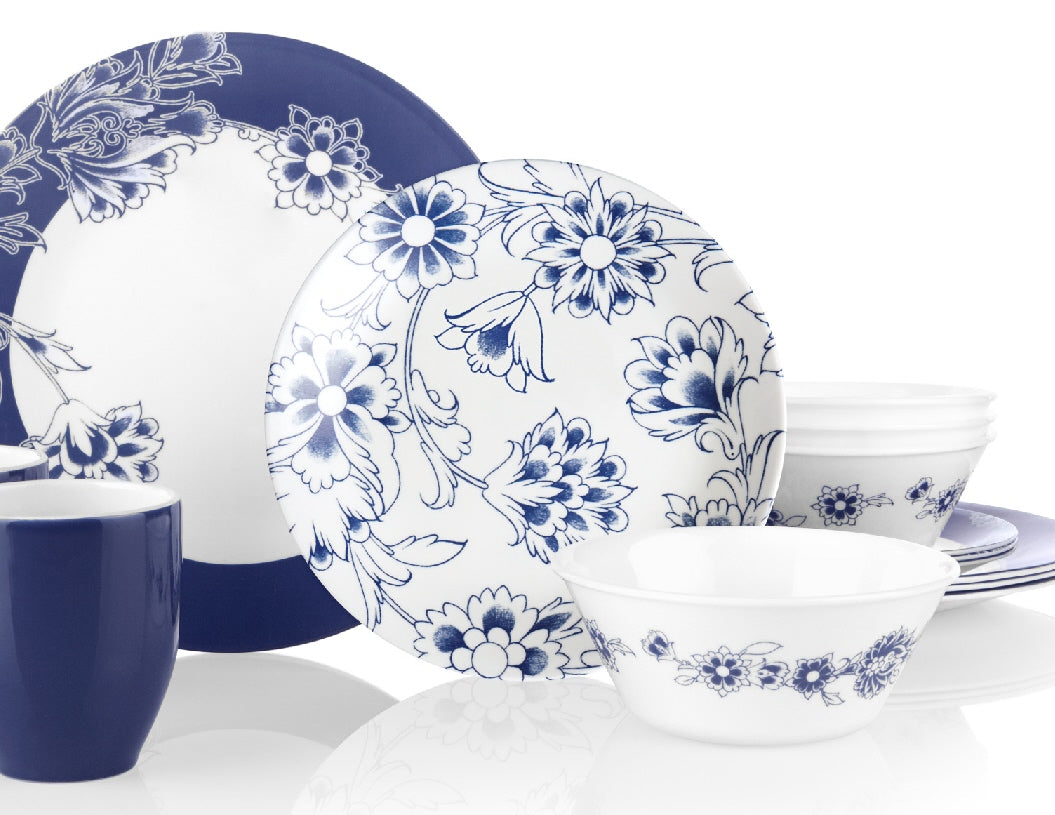 Corelle Signature INDIGO BLOOMS 21.5-oz SOUP Cereal Salad BOWL *Dark Blue Floral - Image 3