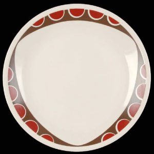 NEW 1 Corelle KITU SANDSTONE 8 1/2 LUNCH PLATE *Tribal Triangle Dots Red Brown