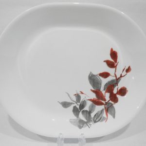 Corelle KYOTO LEAVES 12.25x10 SERVING PLATTER Plate Japanese Watercolor Red Gray