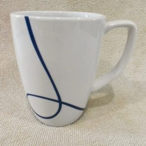 1 Corelle Coordinates LIA SQUARE 12-oz MUG Cup Porcelain Cobalt Blue Curly Swirl