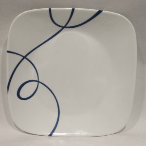 NEW 1 Corelle LIA SQUARE 9 SALAD PLATE Lunch / Cobalt Blue Curly Swirls