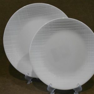 Corelle LINEN WEAVE Choose: 10.25 DINNER or 8.5 LUNCH PLATE *White Embossed