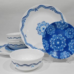 ❤️ 12-pc Corelle LISBON TERRACE Dinnerware Set *Plates & Bowls Blue Portugal Tiles