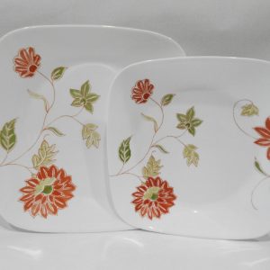 CORELLE Square MATILDA >Choice: DINNER or LUNCH PLATE Orange BOHEMIAN FLORAL