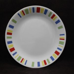 1 Corelle MEMPHIS 10.25 DINNER PLATE Large Meal / Red Blue Green Yellow Blocks