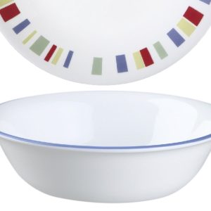 NEW Corelle MEMPHIS 18-oz Soup Cereal BOWL 6 1/4 Sky Blue Rim Glass Dinnerware