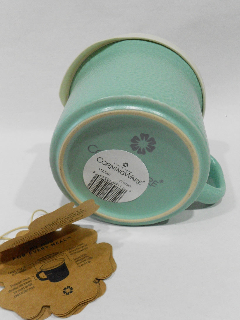 New CORNINGWARE French Pop-Ins HAMMERED AQUA Green 20-oz MEAL MUG - Image 2
