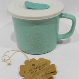 New CORNINGWARE French Pop-Ins HAMMERED AQUA Green 20-oz MEAL MUG