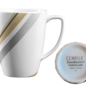 1 Corelle Square MURET 12-oz PORCELAIN MUG Cup Golden Brown Gray Black