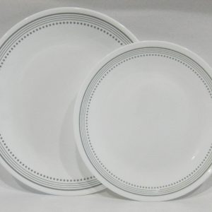 Corelle MYSTIC GRAY Choose: DINNER or LUNCH PLATE *Soft Grey Bands & Dots Border
