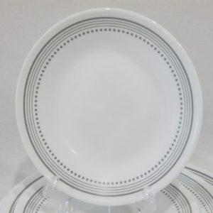 Corelle MYSTIC GRAY 6 3/4 BREAD PLATE Appetizer BORDER of SOFT GREY BANDS & DOTS