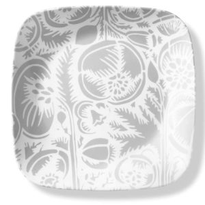 New 1 CORELLE Boutique Square NIGHT BLOOMS 9 LUNCH PLATE Pale Gray Floral