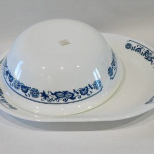 2-pc Corelle OLD TOWN BLUE 1-Qt Serving Bowl & PLATTER Plate Meat Vegetable Tray