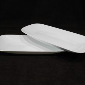 2 Corelle PURE WHITE Winter 10x5 APPETIZER TRAYS Serving Platters Oblong Fish