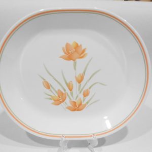 Corelle PEACH FLORAL 12 x 10 SERVING PLATTER Meat Plate Tray Entree *Pastel Blossoms