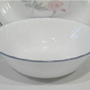NEW Corelle PINK TRIO / English Meadow 1-Qt SERVING BOWL Fluted Blue Grey Rim