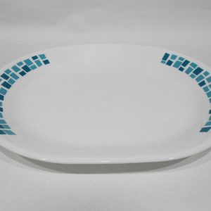 CORELLE Precious Colors SERVING PLATTER Entree Plate *TURQUOISE BLUE Mosaic Tiles