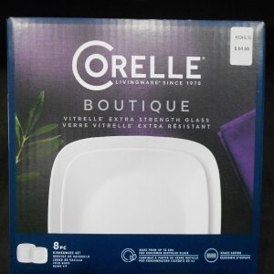 ❤️ NEW 8-pc CORELLE Square VIVID / PURE WHITE Dinnerware Set DINNER LUNCH Plates