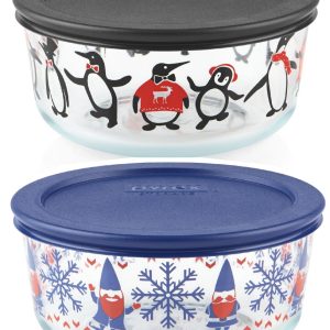 PYREX 4 Cup CHRISTMAS Storage Bowl U-PICK: GNOME ELF or JUST CHILLIN' PENGUINS