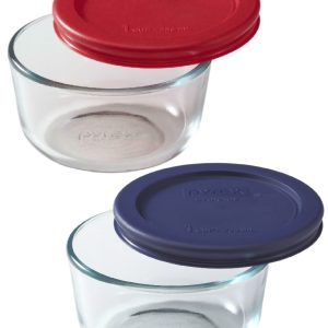 PYREX Simply Store 1 CUP ROUND Storage BOWL Red or Blue Cover Storage Crafts