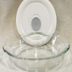 PYREX Pro Deluxe OVAL 3.67 Cup STORAGE DISH & Vent COVER 8500 Ivory White Gray