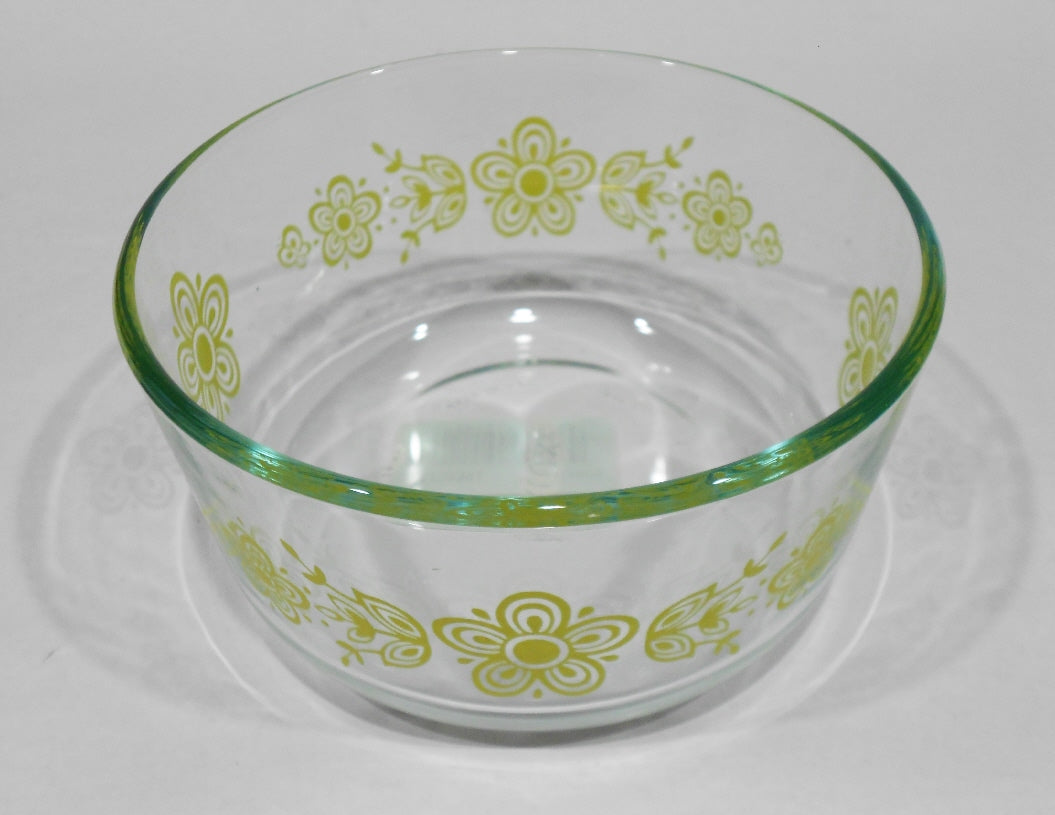 HTF Vtg. Pyrex BUTTERFLY YELLOW Gold 4-Cup Glass Storage Bowl & Cover w/Tags - Image 6