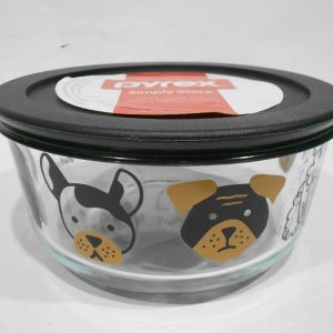 NEW Pyrex 4 Cup FUREVER FRIENDS Glass Storage Bowl & Cover *PUPPY DOG BREEDS