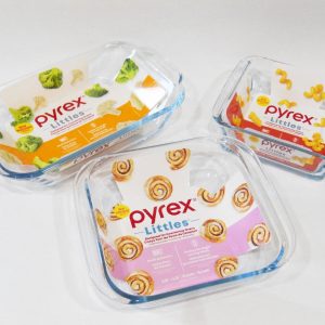 3-pc PYREX LITTLES Single-Serve Glass BAKEWARE 28 24 18-oz *Toaster Oven Size