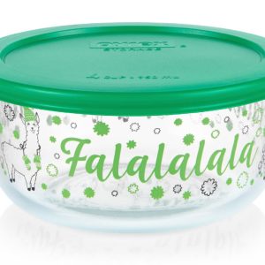 Pyrex CHRISTMAS FALALA LLAMA 4 Cup STORAGE BOWL Fun Holiday Green