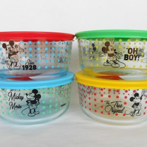 NEW 8-pc PYREX Disney MICKEY MOUSE 4 Cup Glass STORAGE BOWL SET w/Covers