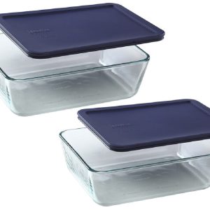 New PYREX Simply Store 6 CUP or 11 CUP RECTANGULAR Glass Storage Dish & BLUE COVER