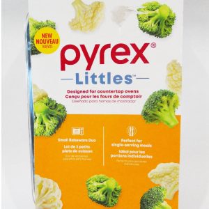 2-pc PYREX LITTLES 28-oz Single-Serve Glass BAKEWARE Set **Toaster Oven Size