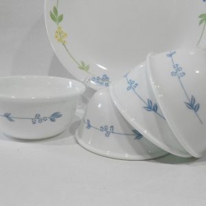 4 Corelle SECRET GARDEN 6-oz RAMEKIN BOWLS Blue Dessert Fruit Sauce Condiment