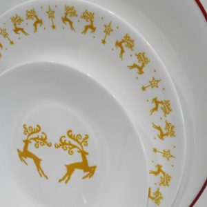 ❤️ 16-pc Corelle DANCER PRANCER Dinnerware Set CHRISTMAS Holiday Gold Reindeer