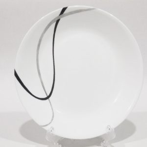 Corelle CITY RIBBON 8 1/2 LUNCH PLATE Grey Gray & Black Graceful Curved Ribands