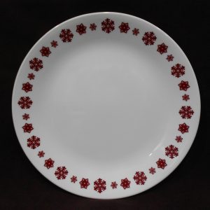 1 Corelle RUDOLPH 10.25 DINNER PLATE Christmas Holiday Crimson Red Snowflakes