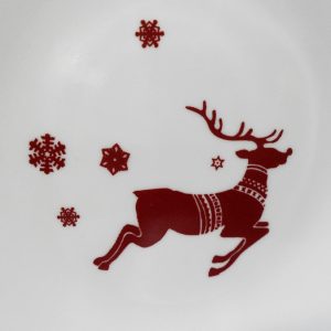 1 Corelle RUDOLPH 6.75  BREAD PLATE Appetizer SANTA'S Holiday RED REINDEER